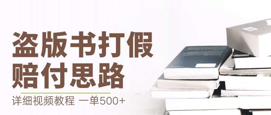 最新盗版书赔付打假项目，一单利润500+【详细玩法视频教程】/G2069期-久创网