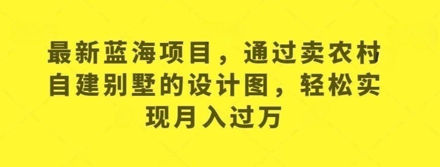 最新蓝海项目，通过卖农村自建别墅的设计图，轻松实现月入过万/G968期-久创网