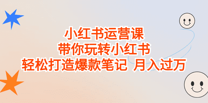 小红书运营课，带你玩转小红书，轻松打造爆款笔记 月入过万 /G1030期-久创网