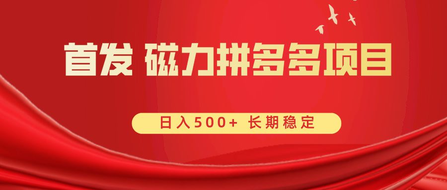 首发 磁力拼多多自撸 日入500+/P1263期-久创网