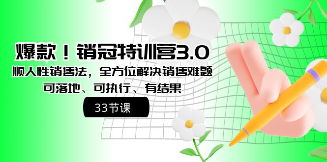 爆款!销冠特训营3.0之顺人性销售法,全方位解决销售难题、可落地、可执…/P1304期