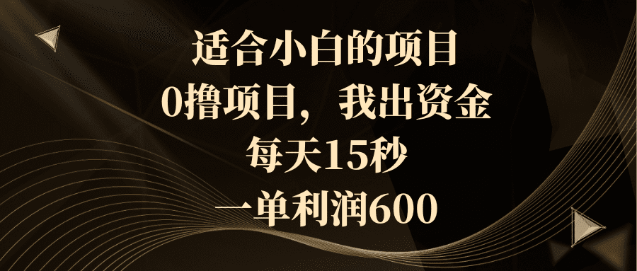 适合小白的项目，0撸项目，我出资金，每天15秒，一单利润600/P11306期-久创网