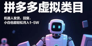 拼多多虚拟类目,机器人发货,回复,小白也能轻松月入1-5W-久创网