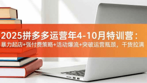 2025拼多多运营年4-10月特训营:暴力起店+强付费策略+活动爆流+突破运营瓶颈,干货拉满-久创网