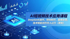 AI短视频技术应用课程,DeepSeek操作、特效制作、图像处理,技术赋能创作月入过万(更新)-久创网