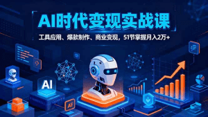 AI时代全场景实战课，工具应用、爆款制作、商业变现，51节掌握月入2万+-久创网