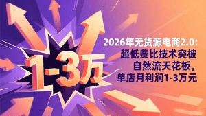 2026年无货源电商2.0：超低费比技术突破自然流天花板，单店月利润1-3万元-久创网