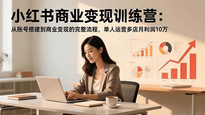 小红书商业变现训练营:从账号搭建到商业变现的完整流程,单人运营多店月利润10万