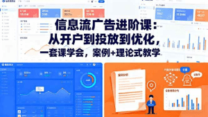 信息流广告进阶课:从开户到投放到优化,一套课学会,案例+理论式教学-久创网