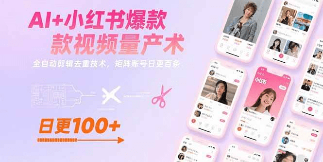 AI+小红书爆款视频量产术:全自动剪辑去重技术,矩阵账号日更百条