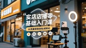 实体店播零基础入门课，实体店+短视频+直播+微信生态+私域社群，从流量获取到私域转化-久创网
