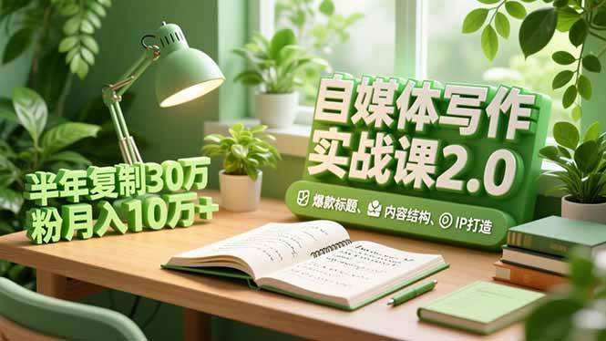 自媒体写作实战课2.0,爆款标题、内容结构、IP打造,半年复制30万粉月入10万+