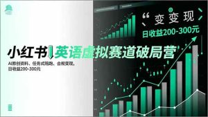 小红书英语虚拟赛道破局营，AI原创资料、任务式陪跑、合规变现，日收益200-300元-久创网